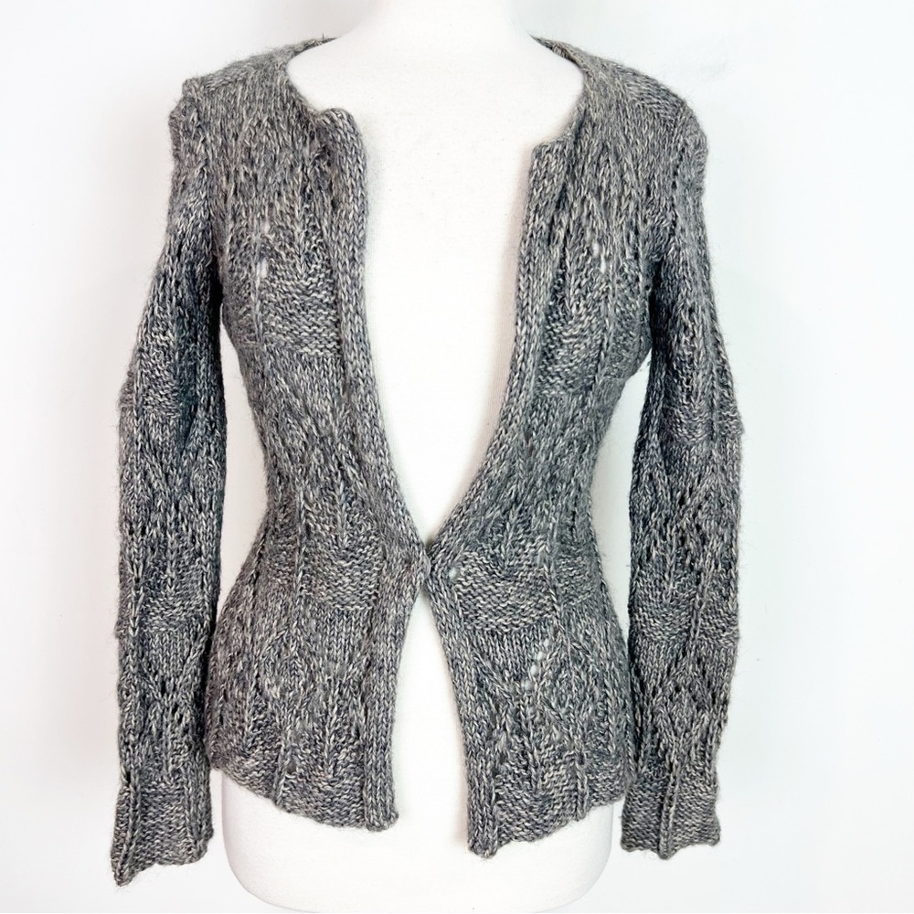 BERRETTI MADE IN ITALY GRAY LONG SLEEVE CARDIGAN SWEATER WOMENS SZ SMALL - Picture 2 of 6
